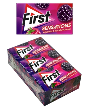 First Sensations Sakız 27 gr x 12'li Paket Ahududu & Karadut Aromalı 	first, first sakız, first kadadutlu sakız, karadutlu sakız, sakız, ahududulu sakız