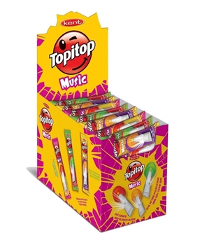 Kent Topitop Müzik Düdüklü Şeker 13 gr X 30'lı Paket Karışık Meyve Aromalı ,kent ,meyveli şeker ,toptan gıda ,şeker ,toptan şeker ,lolipop ,topitop ,lolipop şeker ,şeker çeşitleri ,renkli şeker ,düdüklü şeker