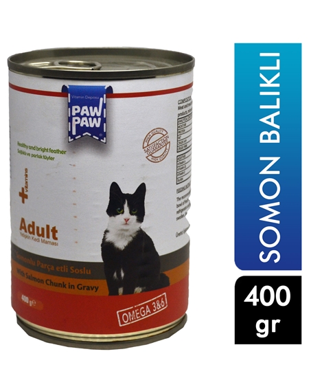 Picture of PawPaw Yetişkin Kedi Maması 400 gr Somonlu Parça Etli Soslu