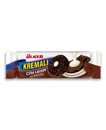 Picture of p- Ülker Kremalı Bisküvi Çifte Lezzet 165 gr X 12'li Paket Kakaolu Vanilyalı