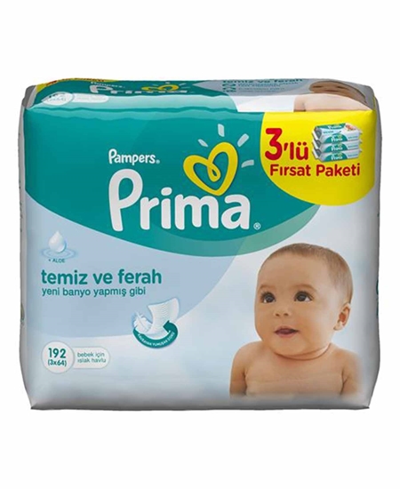 Picture of XPampers Prima Bebek Islak Mendil Fırsat Paketi 3 x 64'lü