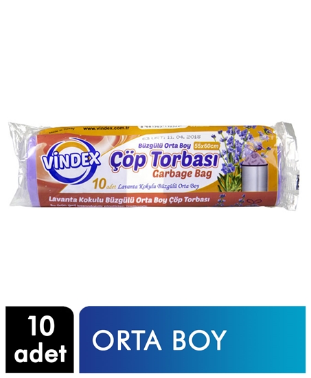 Picture of Vindex Çöp Torbası Büzgülü Orta Boy Lavanta Kokulu 55x60 10 Adet