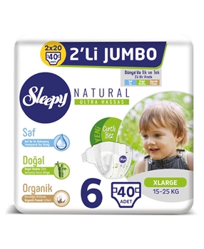 P-Sleepy Natural Ultra Hassas 6 XLarge Bebek Bezi 40'lı sleepy, bebek bezi, xlarge bebek bezi, 6 numara bebek bezi, sleepy bebek bezi, bebek bezleri, bebek bezi fiyatları, bebek bezi satın al, toptan bebek bezi, bebek bezi markaları