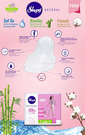 Picture of Sleepy Natural Hygienic Pad 8 X 24 Pack Normal Slim Extra Thin