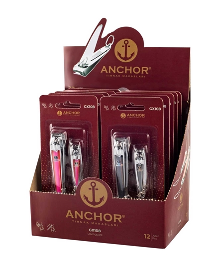Picture of Anchor Tırnak Makası Çiftli Renkli GX108 2x12'li Paket
