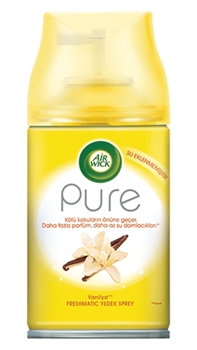 P-Airwick Freshmatic Pure Vanilya Yedek Sprey Airwick, Freshmatic, vanilya, Yedek, white, vanilla, refill, fm, freşmatik, airwick yedeği, taptaze kokular, beyaz çiçek kokuları, dağ kokusu, dağ esintisi, çiçek esansı, ferah koku, fresh koku, oda ferahlatıcı, kötü kokuları giderir, room scent, 25ml, spring, delight, fresh, pure, air wick, new, pure series, freşmatik, freşmatic, beyaz çiçekler, kavun, vanilya, white flowers, me
