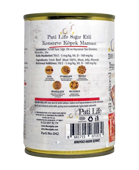 Picture of Pati Life Köpek Maması Sığır Etli Konserve 415 g