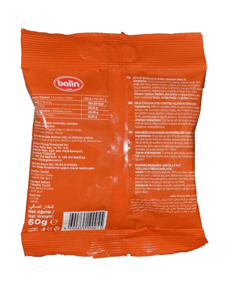 Picture of Balin Draje Bademli Sütlü Çikolata 60 gr X 24'lü Koli
