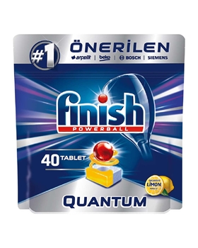 Finish Quantum Washing Machine Tabs 40's - Lemon 	finish, finish powerball, finish quantum, bulaşık tableti, bulaşık makinesi tableti