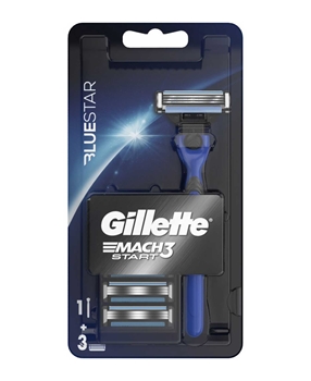 Gillette Mach 3 Start Shaving Razor + 3 Refill Razor Blade Bluestar gillette, mach3, gillette mach3, mach 3, gilette mach3, gilette mach 3, mach3 jilet, mach 3 jilet, tıraş bıçağı, tıraş makinesi