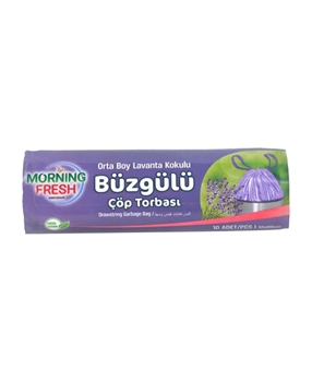 Morning Fresh Büzgülü Çöp Poşeti Orta Boy 10'lu 55x60 cm Lavanta Kokulu morning fresh, morning fresh büzgülü çöp poşeti, çöp poşeti, büzgülü çöp poşeti, kokulu çöp poşeti, lavanta kokulu çöp poşeti, orta boy çöp poşeti