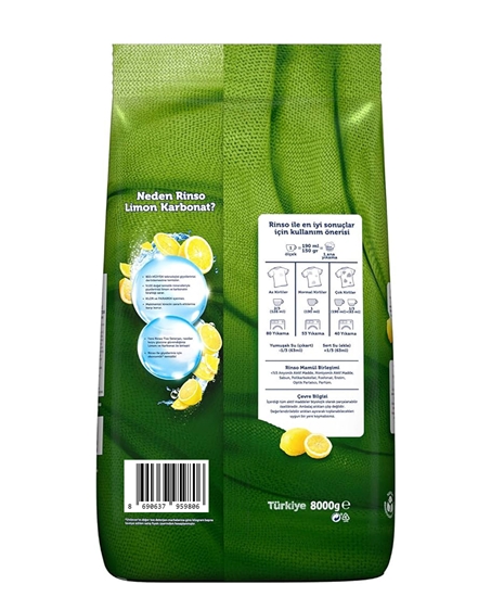 Picture of Rinso Toz Çamaşır Deterjanı 8 kg Limon ve Karbonat