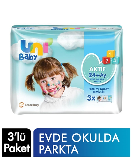 Picture of Uni Baby Islak Havlu Aktif Evde Okulda Parkta 3'lü 156 Yaprak