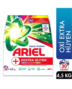 Ariel Powder Laundry Detergent 4.5 kg Oxi Extra Hygiene deterjan, çamaşır deterjanı, ariel, toz deterjan, toz,Oxi Extra Hijyen,4,5 kg,Ariel Toz Çamaşır Deterjanı