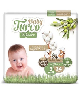 BABY TURCO DOĞADAN NO:3 (5-9kg) 34lü*5 MİDİ Picture of BABY TURCO DOĞADAN NO:3 (5-9kg) 34lü*5 MİDİ