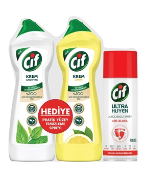 Cif Krem 750 ml Amonyak + 750 ml Limon + 400 ml Dezenfektan Sprey cif amonyaklı, cif limonlu, cif ultra hijyen,mutfak ürünleri,temizleyici ürünleri,setli temizlik ürünleri,kireçler,zorlu kirleri çıkaran cifler,cif krem fiyatları,toptan satın al,toptantr,toptan mağazacılık