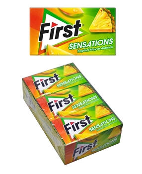 First Sensations Sakız 27 gr x 12'li Paket Tropikal Meyve Aromalı irst, first sakız, first tropikal meyveli sakız, tropikal meyveli sakız, sakız
