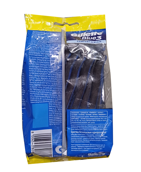 Picture of Gillette Blue 3 Disposable Razor 6+2 Comfort Slalom Pouch