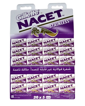 Gillette Nacet Razor Double Edge 20's x 108 Card gillette, gillette nacet, jilet, gilette, tıraş bıçağı, tek kullanımlık jilet, tek kullanımlık tıraş bıçağı, çift kenarlı jilet, çift ağızlı jilet, jilet satın al, 5li jilet
