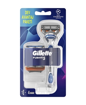 Gillette Fusion5 Shaving Razor + 4 Refill Blade Champions League Pack gillette, gillette fusion, gillette fusion proshield, gillette tıraş makinesi, tıraş makinesi, gillette champions league, gillette şampiyonlar ligi, toptan gillette satın al, jilet