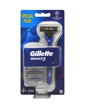 Gillette Mach3 Handle + 4 Refill Razor Blade Champions League Pack gillette, gillette mach3, mach3, gillette mach 3, mach 3, tıraş makinesi, tıraş bıçağı, yedek tıraş bıçağı, gillette mach3 tıraş makinesi, gillette mach3 yedek tıraş bıçağı