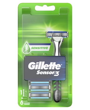 Gillette Sensor3 Shaving Razor Sensitive  + 6 Refill Razor Blade gillette, sensor, tıraşSensitive ,Sensitive,Sensitive makinesi, tıraş bıçağı, gillette fiyatları, gilette, gillete, jilet, jilet satın al, toptan jilet, toptan gillette