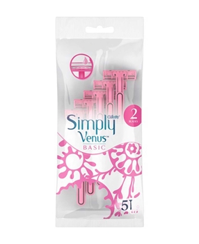 Gillette Venus Simply2 Basic Disposable Razor 5's Pink  Pouch gillette, venus, gillette venus, venüs, jilet, kadın tıraş bıçağı, kadın jilet, kadın tıraş ürünleri, ağda, epilasyon, gillette venus tıraş bıçağı satın al, gillette venus tıraş bıçağı fiyatı