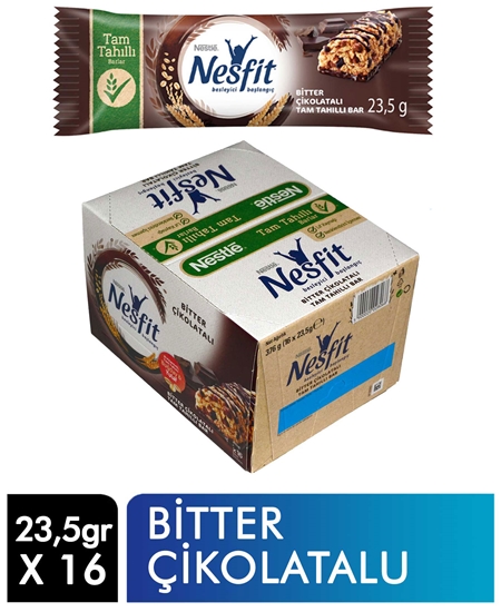 Picture of Nestle Nesfit Tam Tahıllı Bar 23,5 gr X 16'lı Paket Bitter Çikolatalı