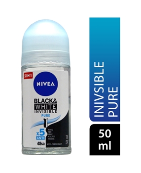 Nivea Roll On Women 50 ml Invisible  Black & White Pure Picture of Nivea Roll On Women 50 ml Invisible  Black & White Pure