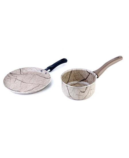 Picture of Bernardo 2'li Tava Seti Krem Marble 22 cm Krep + 14 cm Sos