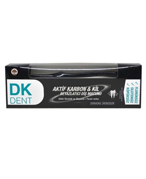 DK Dent Diş Macunu 75ml Aktif Karbon & Kil Beyazlatıcı+ Diş Fırçası dk dent, dermoksil, diş macunu, diş fırçası, killi diş macunu, kil diş macunu, beyazlatıcı diş macunu, koruyucu diş macunu, diş macunu çeşitleri, diş macunu fiyatları, diş fırçası çeşitleri, diş fırçası fiyatları