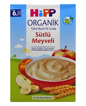 Hipp Tahıl Bazlı Ek Gıda Sütlü Meyveli 250 g 	hipp, hip, bebek maması, bebek ek gıda, yoğurtlu bebek maması, meyveli bebek maması, bebek mamaları, bebek ek gıdaları, bebek maması fiyatları, mama fiyatları