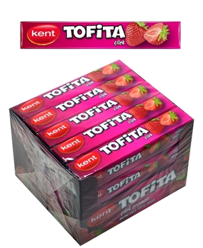 Tofita Şeker 47 gr x 20'li Paket Çilek Aromalı Toffe tofita, tofita çilek, çilekli şeker, şeker