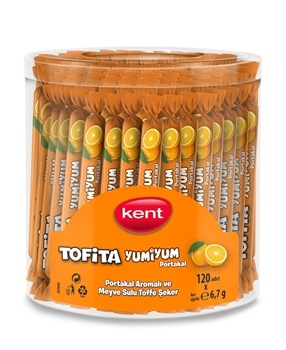 Tofita Yumiyum Şeker 120 x 6,7 gr Portakal Aromalı Meyve Sulu Toffe tofita, yumiyum, portakallı şeker, şeker