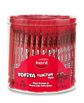 Tofita Yumiyum Şeker 120 x 6,7 gr Vişne Aromalı Meyve Sulu Toffe tofita, yumiyum, vişneli şeker, şeker