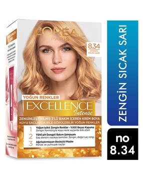 Loreal Excellence Set Saç Boyası Zengin Sıcak Sarı No:8.34 Picture of Loreal Excellence Set Saç Boyası Zengin Sıcak Sarı No:8.34
