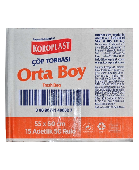 koroplast, çöp torbası, orta boy çöp torbası, mavi çöp torbası, koroplast orta çöp torbası satın al, koroplast orta çöp torbası fiyat