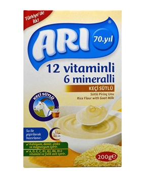 Arı Sütlü Pirinç Unu 200 gr Keçi Sütlü arı, arı mama, bebek maması, mama, tahıllı bebek maması, pirinç unu, pirinç unu maması, arı bebek maması satın al, arı bebek maması fiyat