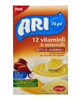 Arı Sütlü Pirinç Unu 200 gr Sütlü & Hurmalı arı, arı mama, bebek maması, mama, tahıllı bebek maması, bebek gece maması, gece maması, pirinç unu, pirinç unu maması, arı bebek maması satın al, arı bebek maması fiyat