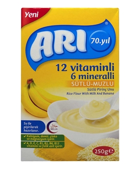 Arı Sütlü Pirinç Unu 250 gr Muzlu arı, arı mama, bebek maması, mama, tahıllı bebek maması, bebek gece maması, gece maması, pirinç unu, pirinç unu maması, arı bebek maması satın al, arı bebek maması fiyat