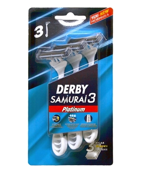 Derby SAMURAI3 PLATINUM SHAVING BLADE 3'S BLISTER derby, derbi, derby samuria, derbi samurayi, tıraş bıçağı, jilet, derby tıraş bıçağı, derby samuria tıraş bıçağı, tıraş bıçağı satın al, tıraş bıçağı fiyatları, samuria tıraş bıçağı satın al, samurai tıraş bıçağı fiyatları, toptan derby samurai satın al, tapton derby samurai fiyatları