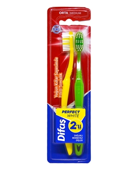 Difaş Orta Sert Perfect White Diş Fırçası 2'li difaş, diş fırçası, orta sert diş fırçası, difaş diş fırçası, diş fırçası fiyatları, diş fırçası çeşitleri, diş fırçası satın al