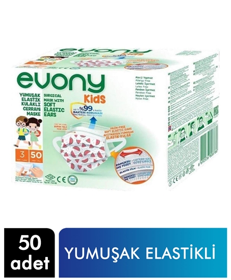 Picture of Evony 3 Katlı Telli Çocuk Maske 50 Adet