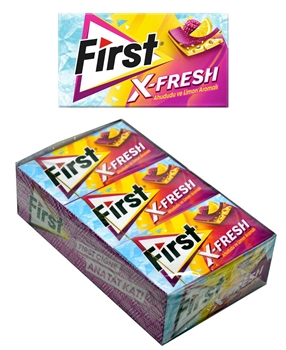 First X-Fresh Sakız 27 gr x 12'li Paket Ahududu & Limon Aromalı first, first sakız, first ahududulu sakız, first limonlu sakız, ahududulu sakız, limonlu sakız, sakız