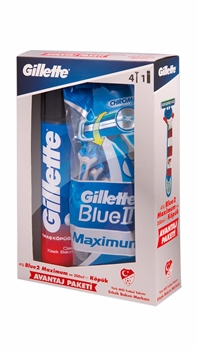 Gillette Blue2 Maximum Disposable Razor 4's + 200 Ml Shaving Foam Classic Clean Picture of Gillette Blue2 Maximum Disposable Razor 4's + 200 Ml Shaving Foam Classic Clean