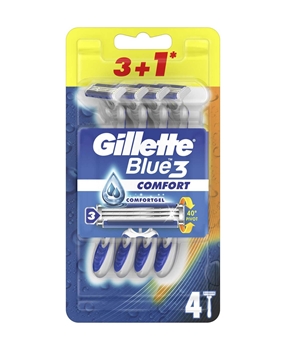Gillette Blue3 Disposable Razor 3+1 Comfort Blister Pack gillette, gillette blue3, gillette blue3 comfort, gillette blue 3, blue 3, blue3