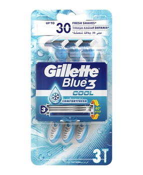 Gillette Blue3 Disposable Razor 3's Cool Blister Pack Picture of Gillette Blue3 Disposable Razor 3's Cool Blister Pack