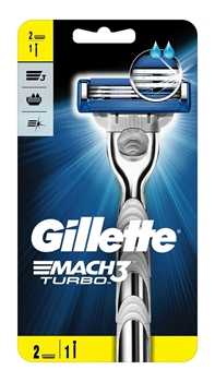 Gillette Mach3 Turbo Shaving Razor 2 Up Picture of Gillette Mach3 Turbo Shaving Razor 2 Up