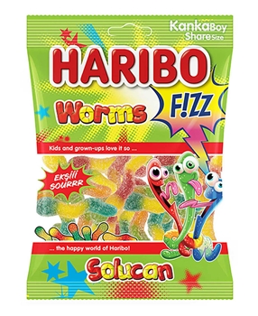 Haribo Jelly Bean 70 Gr Worms - Sour  haribo, şeker, şekerleme, ayıcık şeker, haribo ayıcık, ayıcıklı şeker, haribo şekerleri, şeker fiyatları, şekerleme fiyatları, meyveli şeker, aromalı şeker, çiğnenen şeker, lastik şeker, meyve sulu şeker