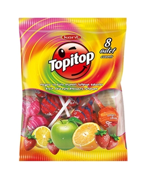 Kent Topitop Şekerleme 88 g Karışık Meyve Aromalı Kent Topitop Şekerleme 8'li Paket Karışık Meyveli